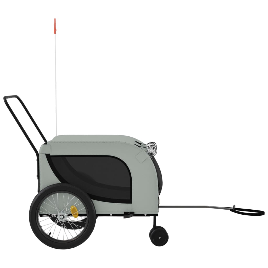 vidaXL Remorque de vélo pour animaux de compagnie gris et noir