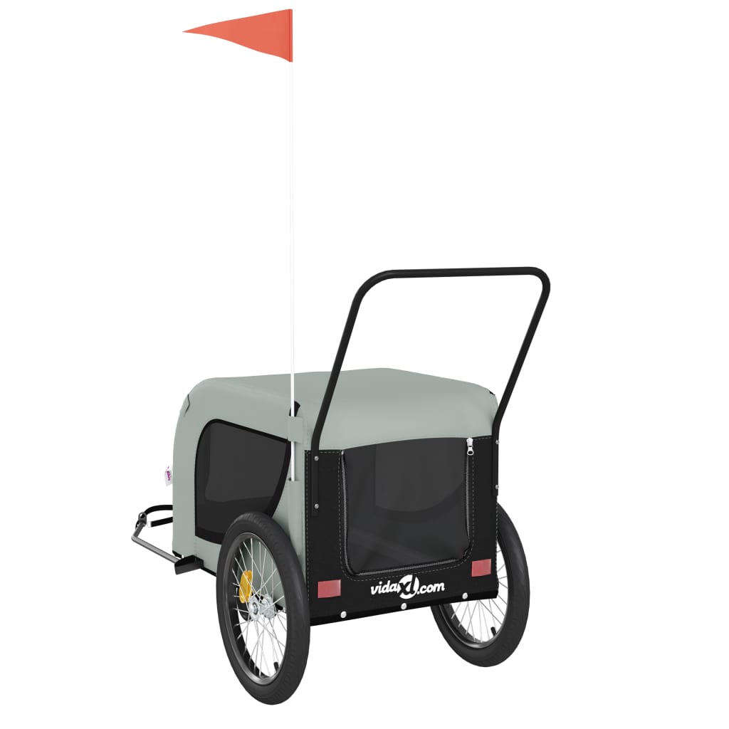 vidaXL Remorque de vélo pour animaux de compagnie gris et noir