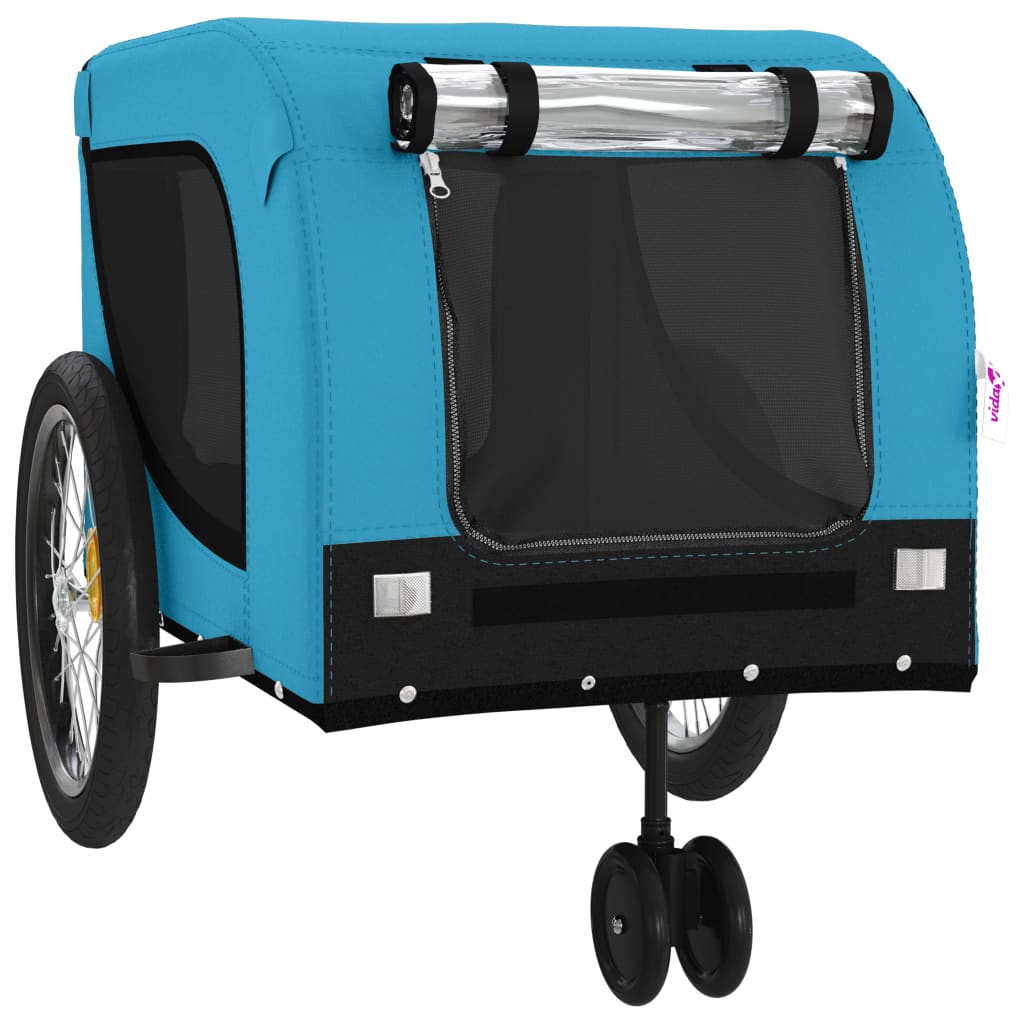 vidaXL Remorque de vélo pour animaux de compagnie bleu et noir