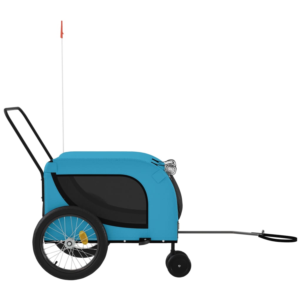 vidaXL Remorque de vélo pour animaux de compagnie bleu et noir