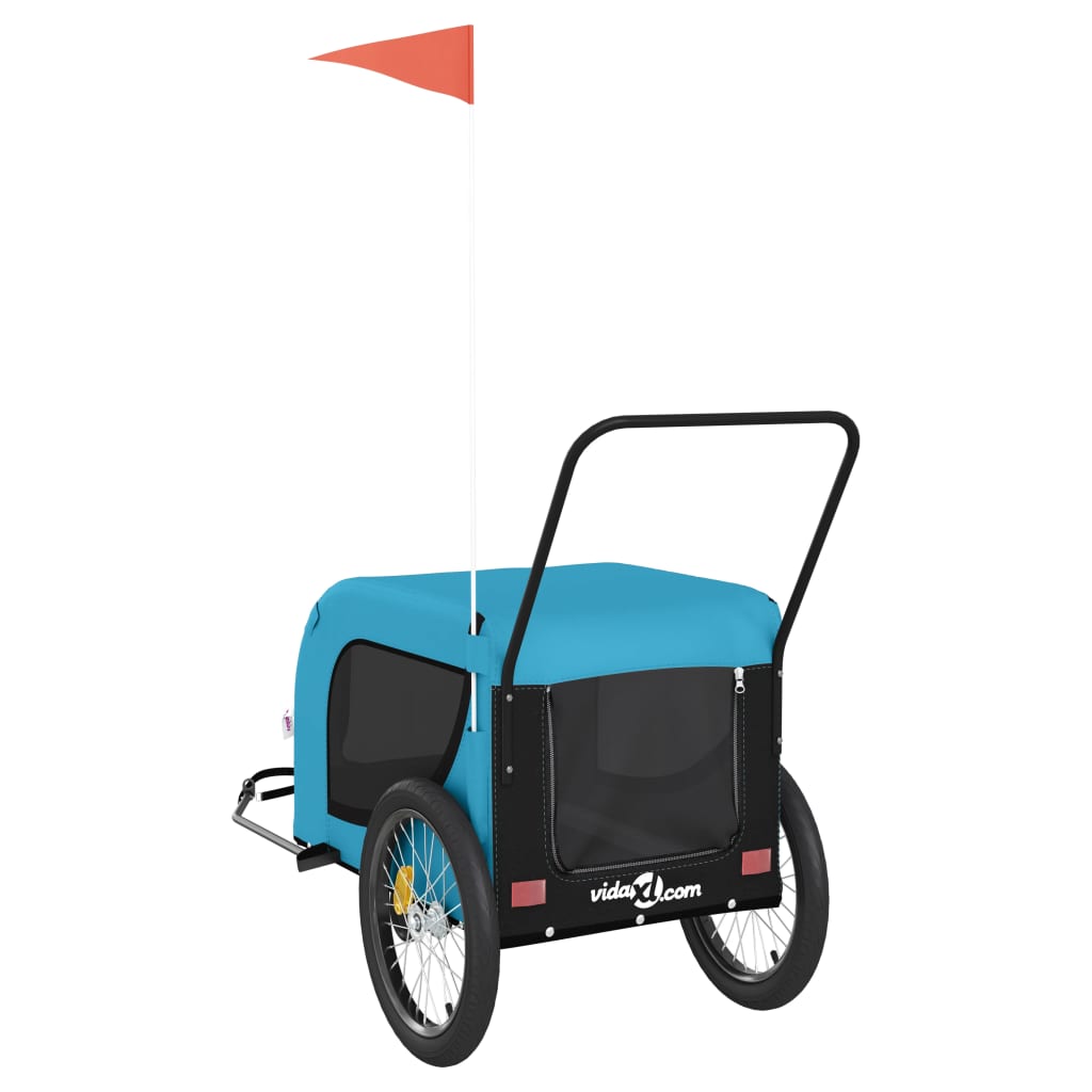 vidaXL Remorque de vélo pour animaux de compagnie bleu et noir