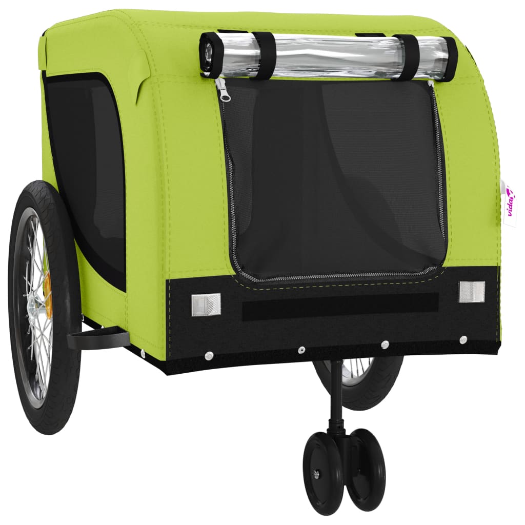 vidaXL Remorque de vélo pour animaux de compagnie vert et noir