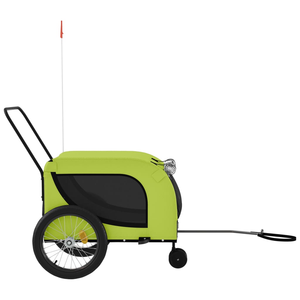 vidaXL Remorque de vélo pour animaux de compagnie vert et noir