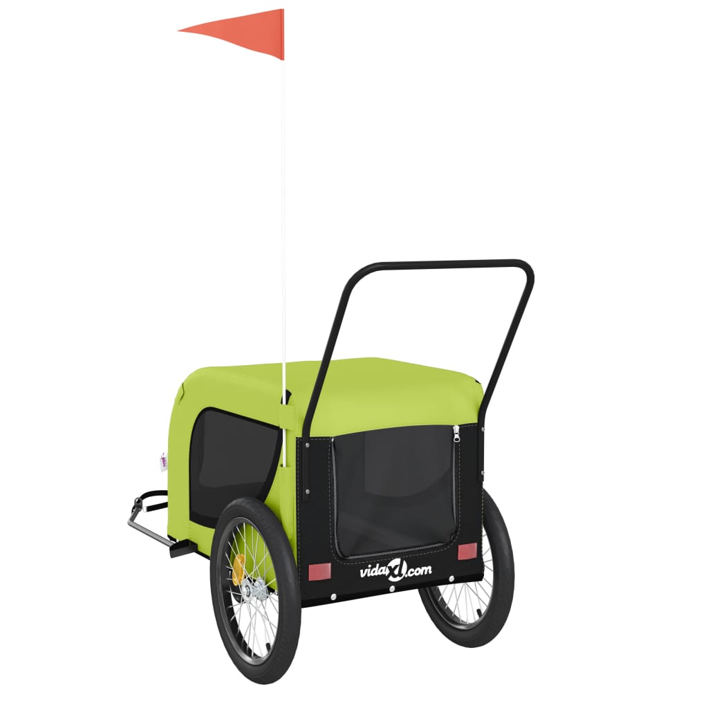 vidaXL Remorque de vélo pour animaux de compagnie vert et noir