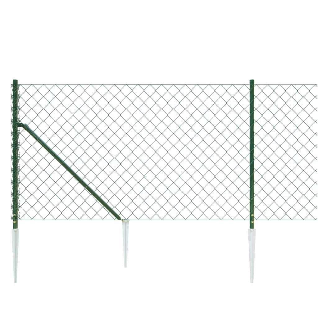 vidaXL Clôture à mailles losangées avec piquet d'ancrage vert 0,8x10 m