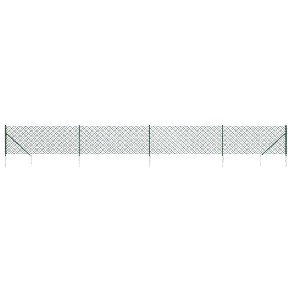 vidaXL Clôture à mailles losangées avec piquet d'ancrage vert 1,1x10 m