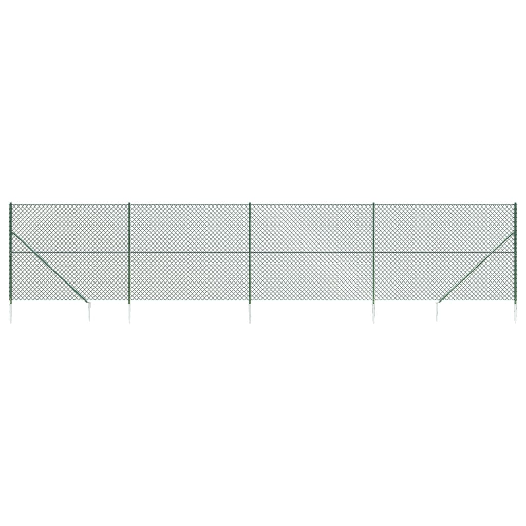 vidaXL Clôture à mailles losangées avec piquet d'ancrage vert 1,4x10 m
