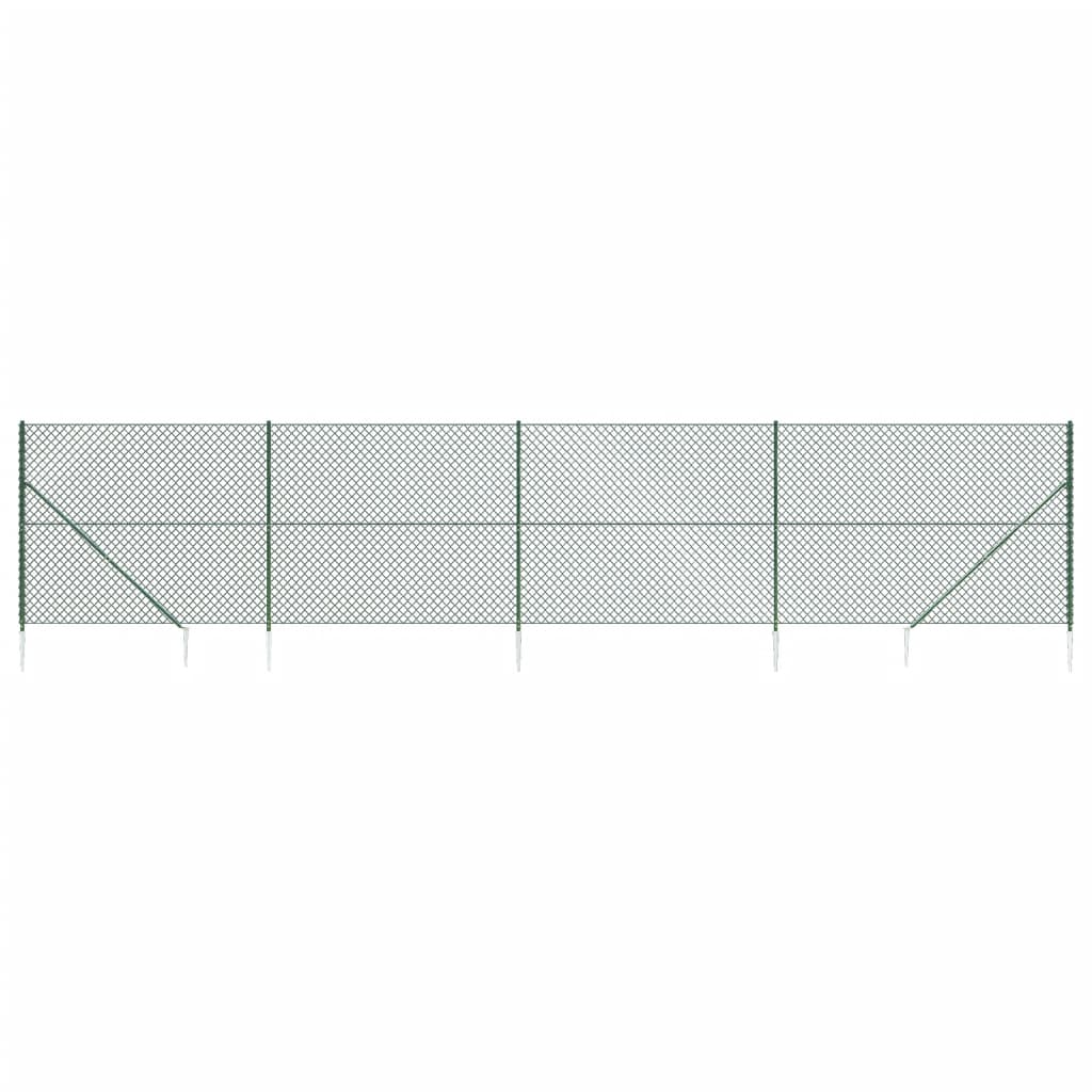 vidaXL Clôture à mailles losangées avec piquet d'ancrage vert 1,6x10 m