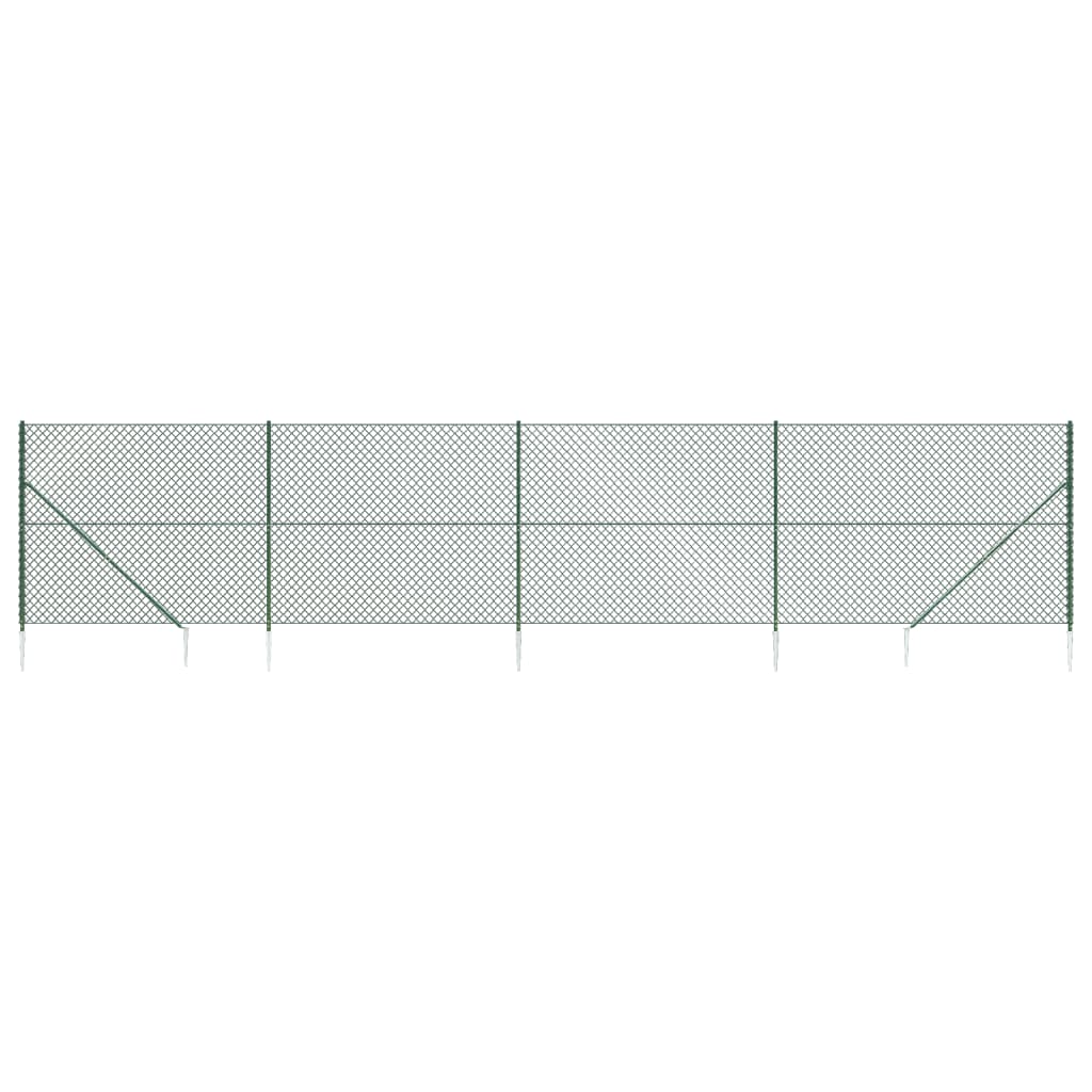 vidaXL Clôture à mailles losangées avec piquet d'ancrage vert 1,8x10 m