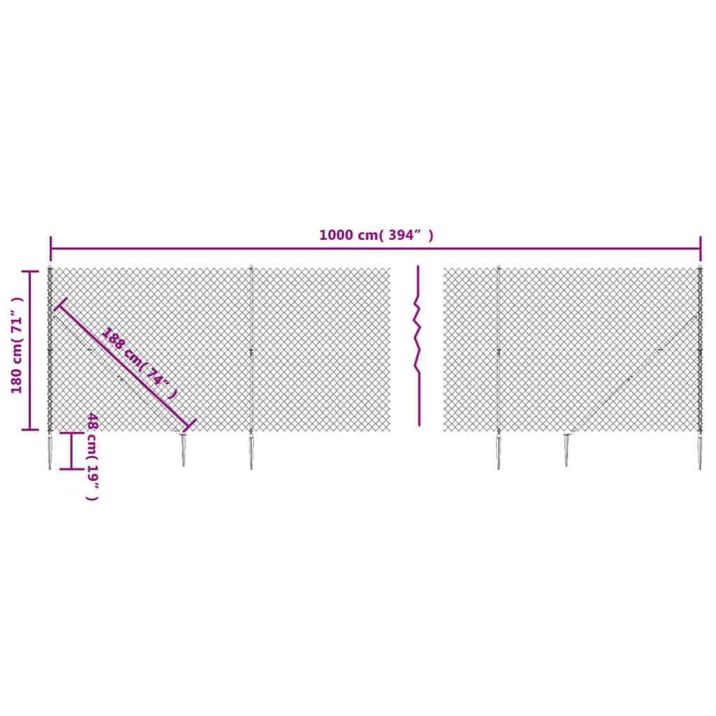 vidaXL Clôture à mailles losangées avec piquet d'ancrage vert 1,8x10 m