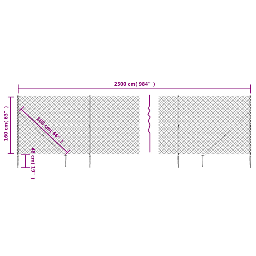 vidaXL Clôture à mailles losangées avec piquet d'ancrage vert 1,6x25 m