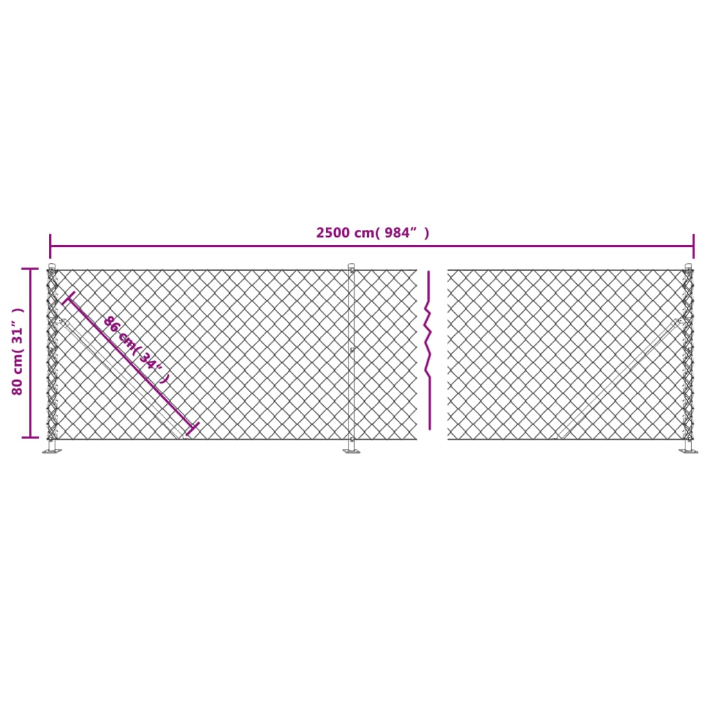 vidaXL Clôture à mailles losangées avec bride vert 0,8x25 m