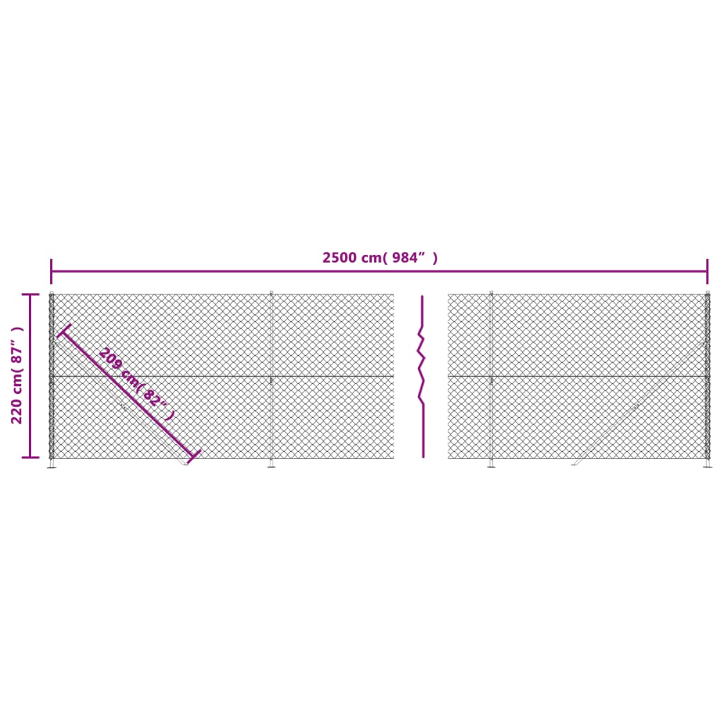 vidaXL Clôture à mailles losangées avec bride vert 2,2x25 m