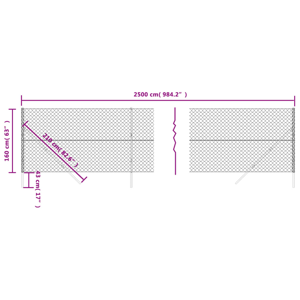 vidaXL Clôture à mailles losangées anthracite 1,6x25 m