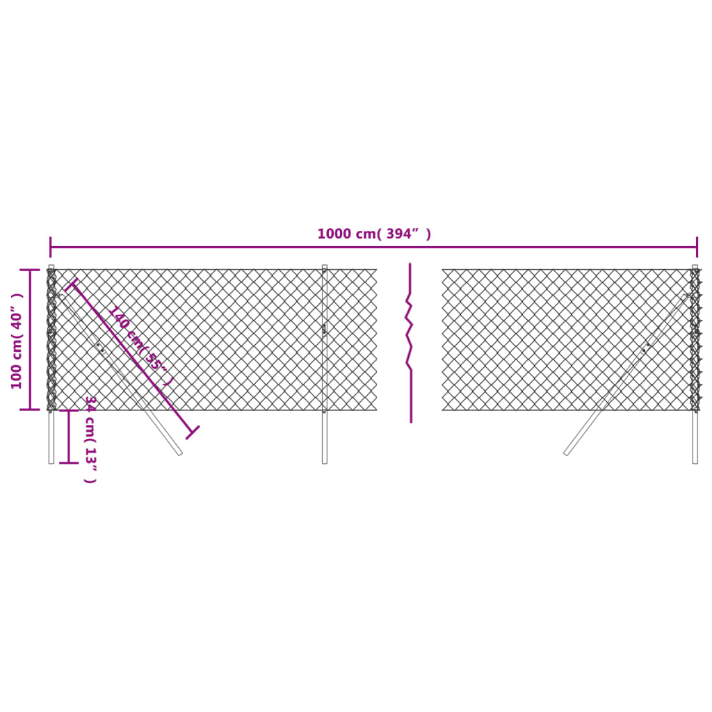 vidaXL Clôture à mailles losangées argenté 1x10 m