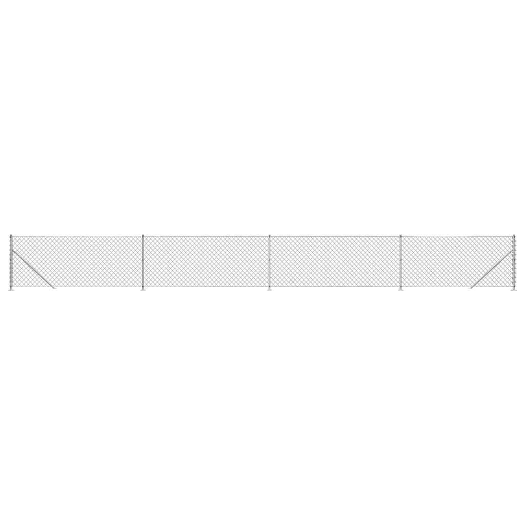 vidaXL Clôture en mailles de chaîne avec bride argenté 1,1x10 m