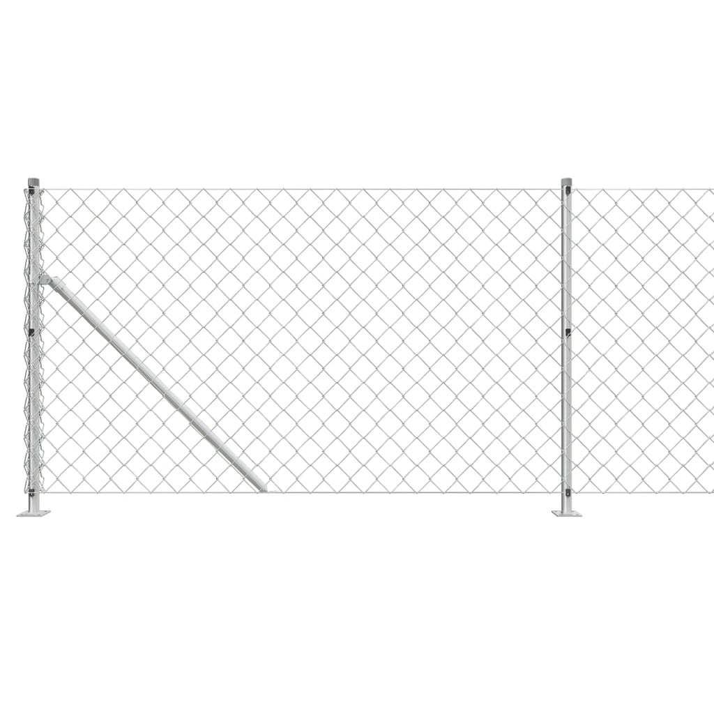 vidaXL Clôture en mailles de chaîne avec bride argenté 1,1x10 m