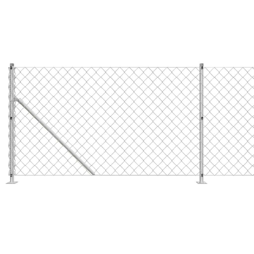 vidaXL Clôture en mailles de chaîne avec bride argenté 0,8x25 m