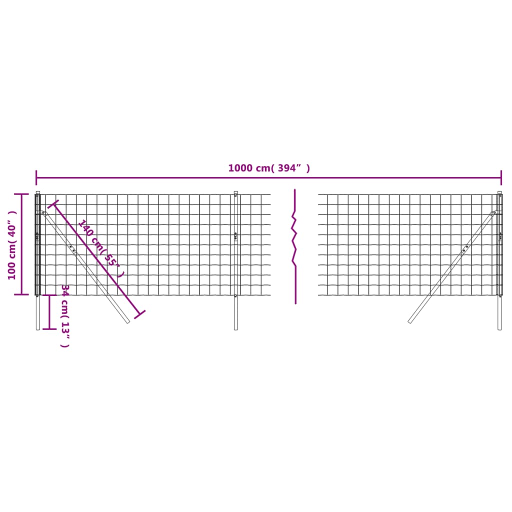 vidaXL Clôture en treillis métallique vert 1x10 m acier galvanisé