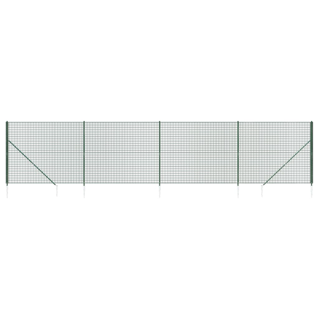 vidaXL Clôture en treillis métallique et piquet d'ancrage vert 2x10m