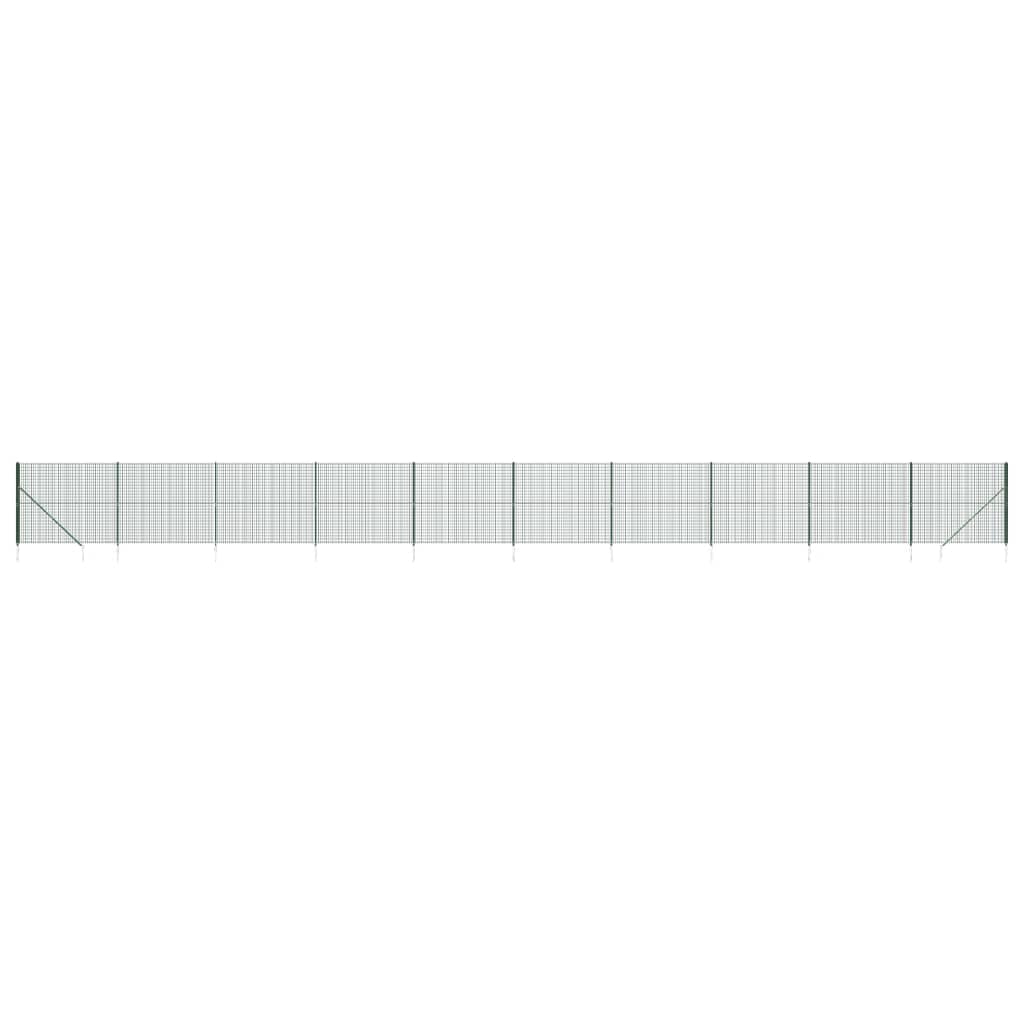 vidaXL Clôture en treillis métallique et piquet d'ancrage vert 1,4x25m