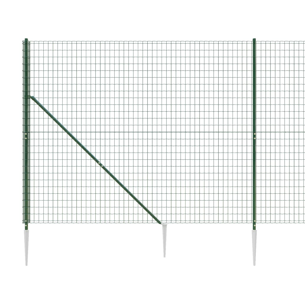 vidaXL Clôture en treillis métallique et piquet d'ancrage vert 1,8x25m
