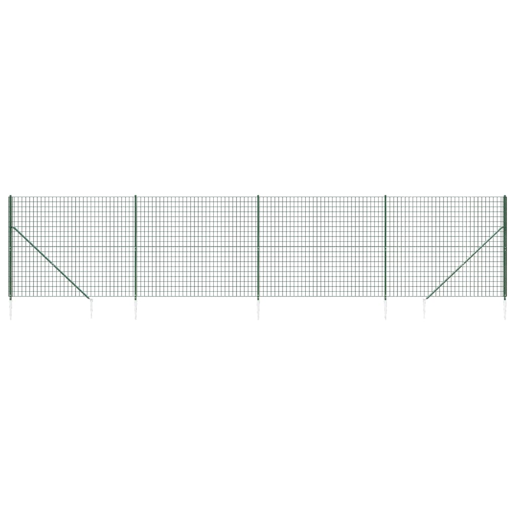 vidaXL Clôture en treillis métallique et piquet d'ancrage vert 1,6x10m