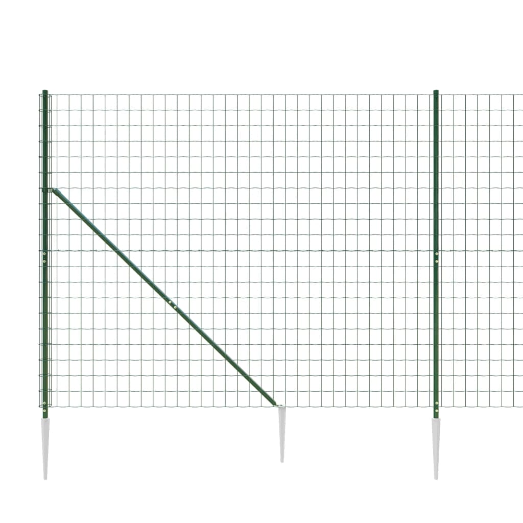 vidaXL Clôture en treillis métallique et piquet d'ancrage vert 1,6x10m