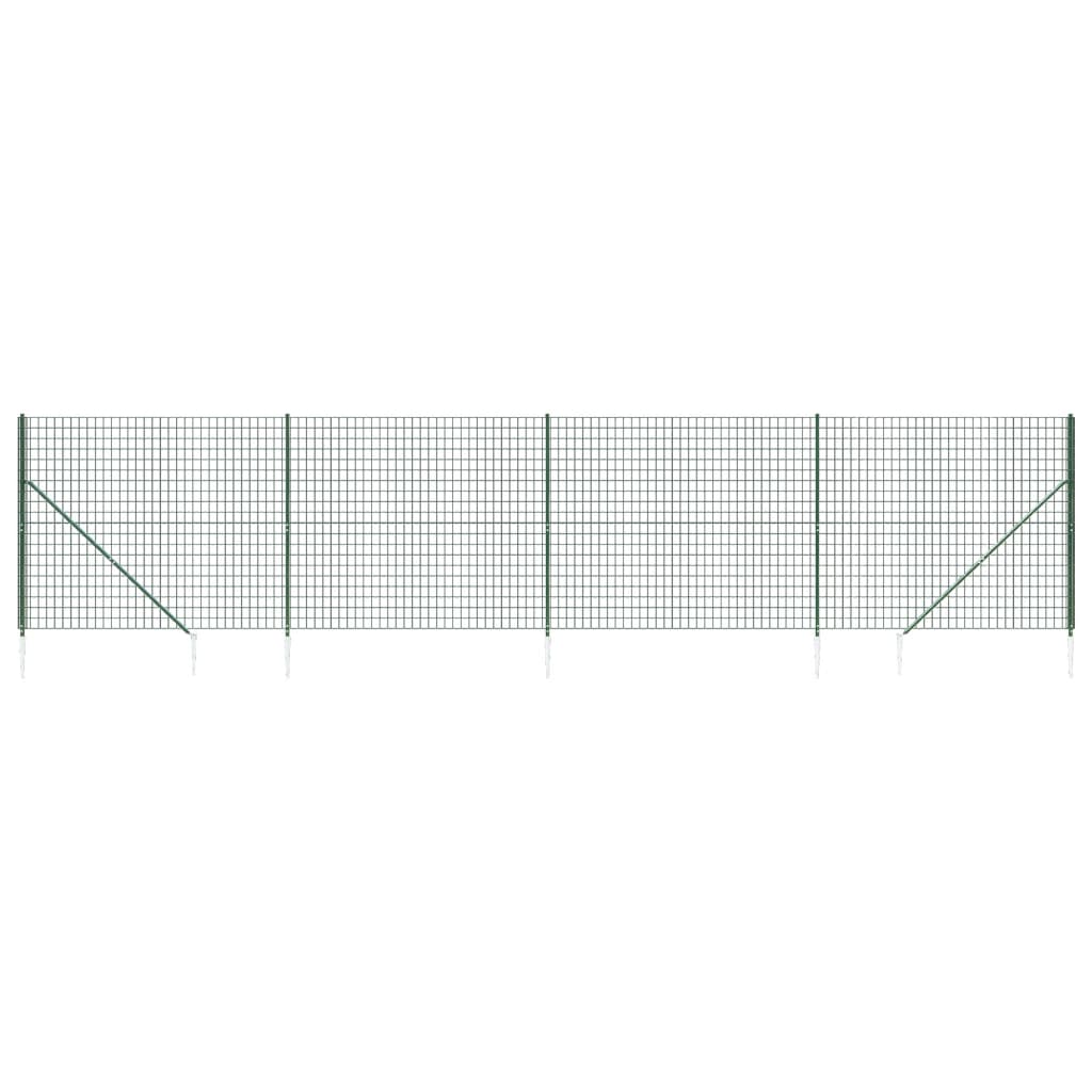 vidaXL Clôture en treillis métallique et piquet d'ancrage vert 1,8x10m