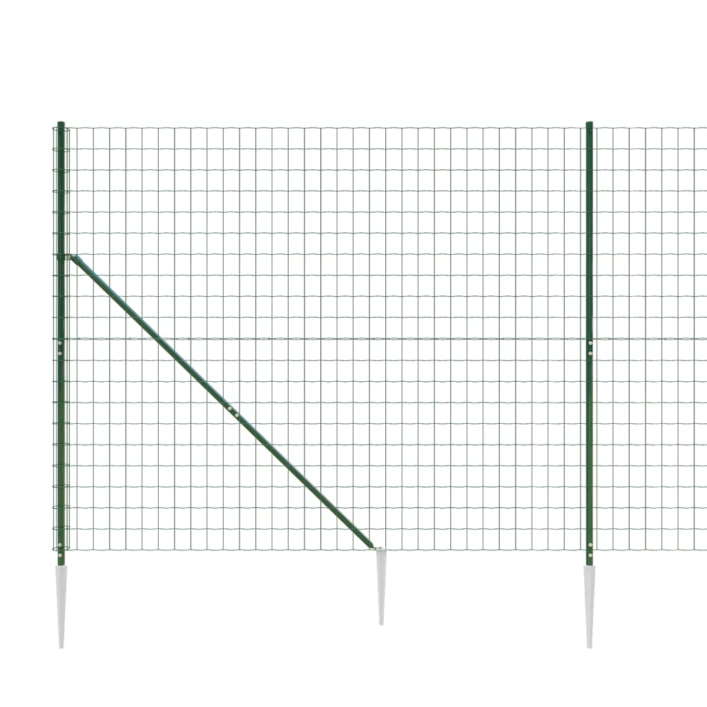 vidaXL Clôture en treillis métallique et piquet d'ancrage vert 2,2x10m