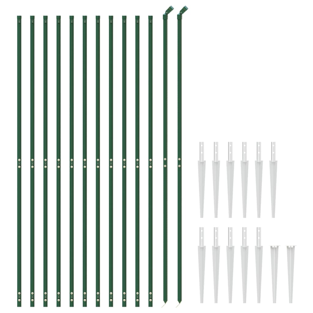 vidaXL Clôture en treillis métallique et piquet d'ancrage vert 1,6x25m