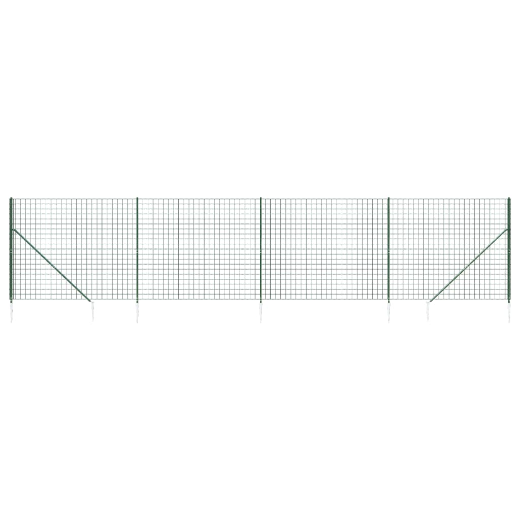 vidaXL Clôture en treillis métallique et piquet d'ancrage vert 2,2x10m