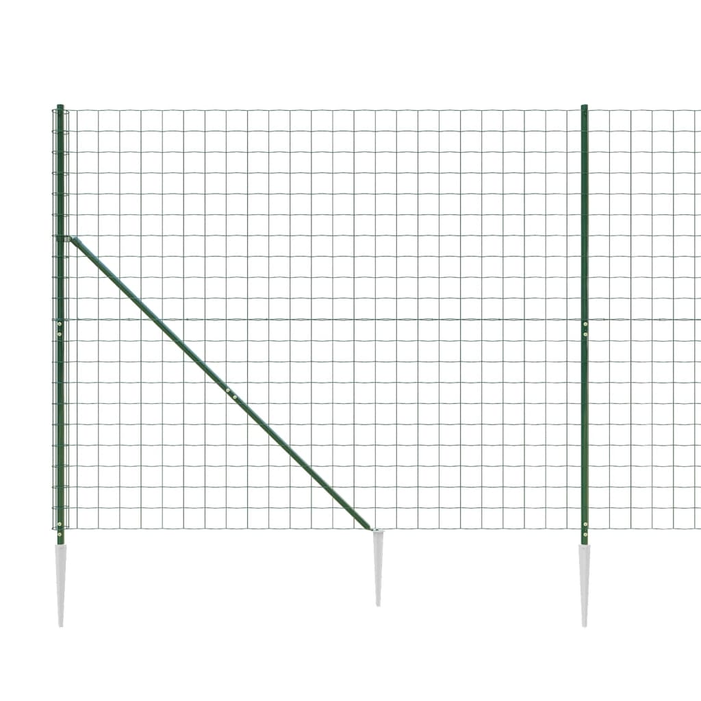 vidaXL Clôture en treillis métallique et piquet d'ancrage vert 2,2x10m