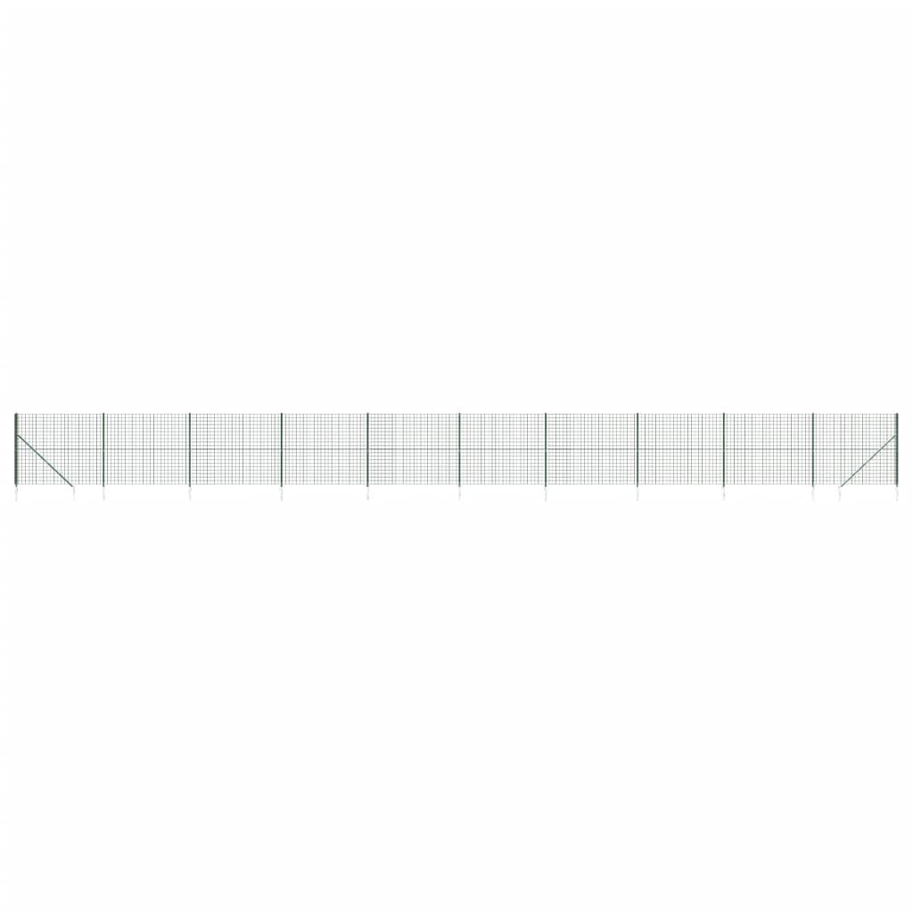 vidaXL Clôture en treillis métallique et piquet d'ancrage vert 2x25 m