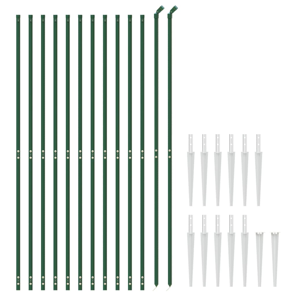 vidaXL Clôture en treillis métallique et piquet d'ancrage vert 2x25 m