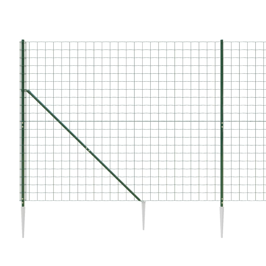 vidaXL Clôture en treillis métallique et piquet d'ancrage vert 2x25 m