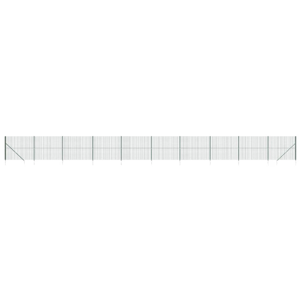 vidaXL Clôture en treillis métallique et piquet d'ancrage vert 2,2x25m