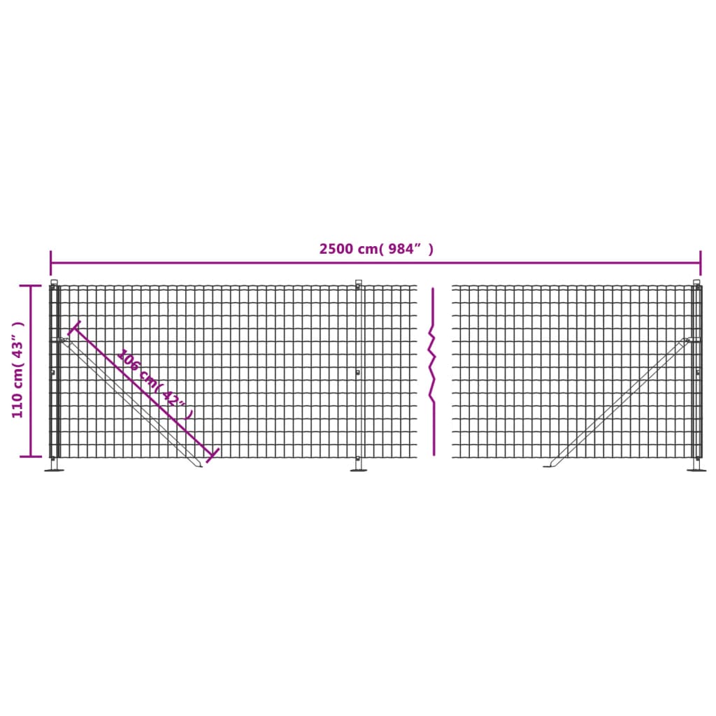 vidaXL Clôture en treillis métallique avec bride vert 1,1x25 m