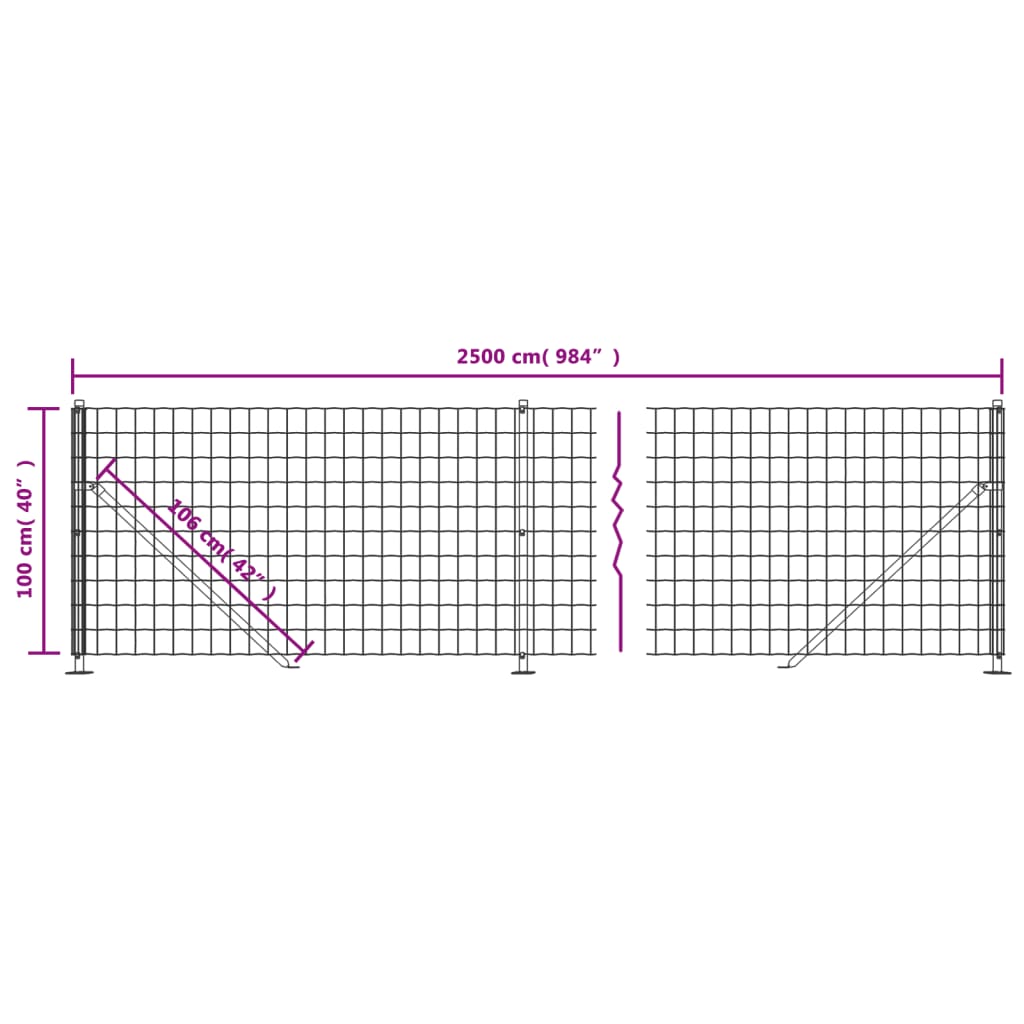 vidaXL Clôture en treillis métallique avec bride vert 1x25 m