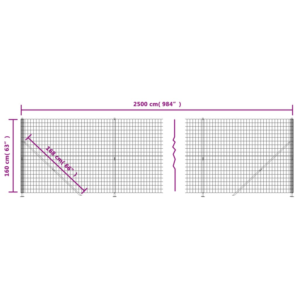 vidaXL Clôture en treillis métallique avec bride vert 1,6x25 m