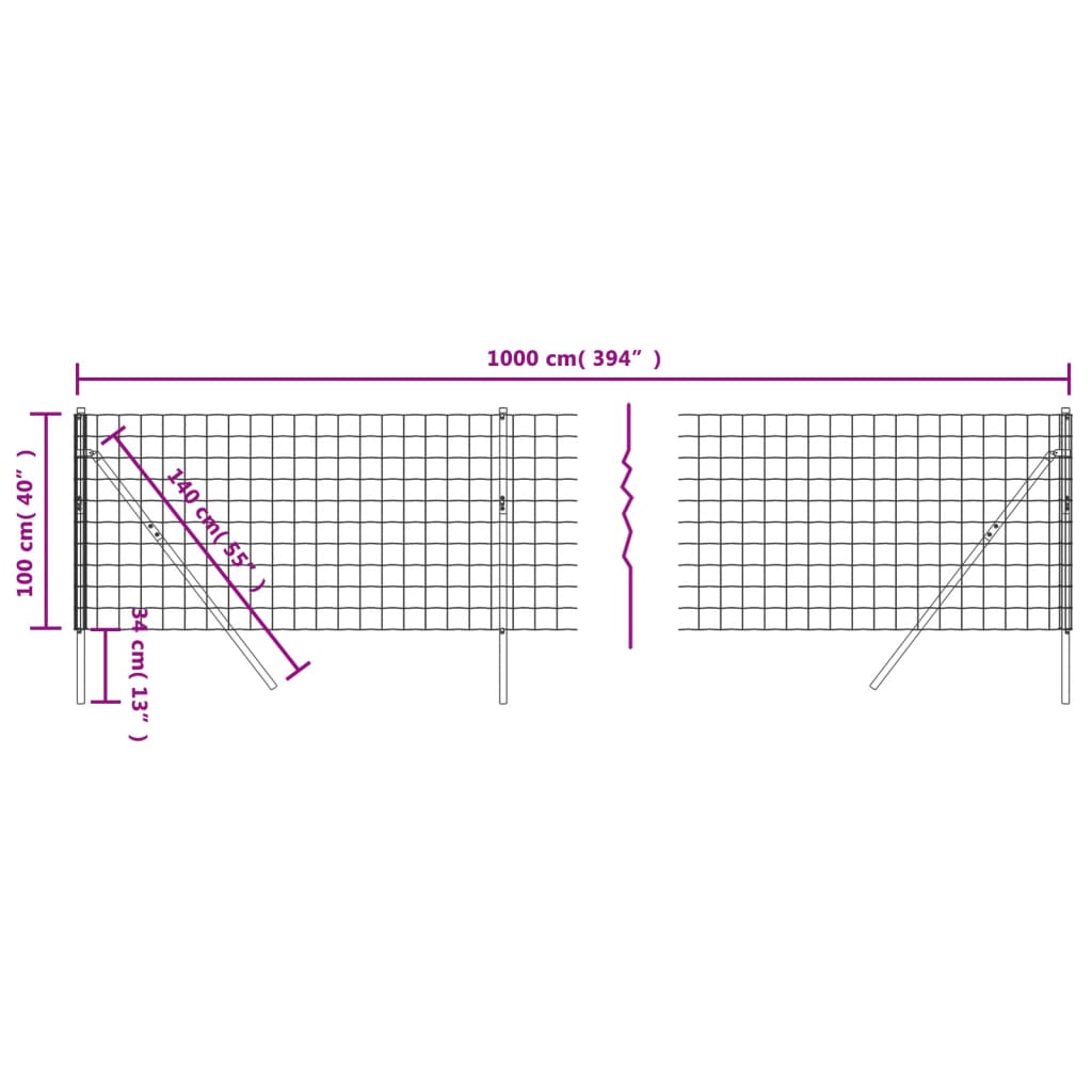 vidaXL Clôture en treillis métallique anthracite 1x10m acier galvanisé