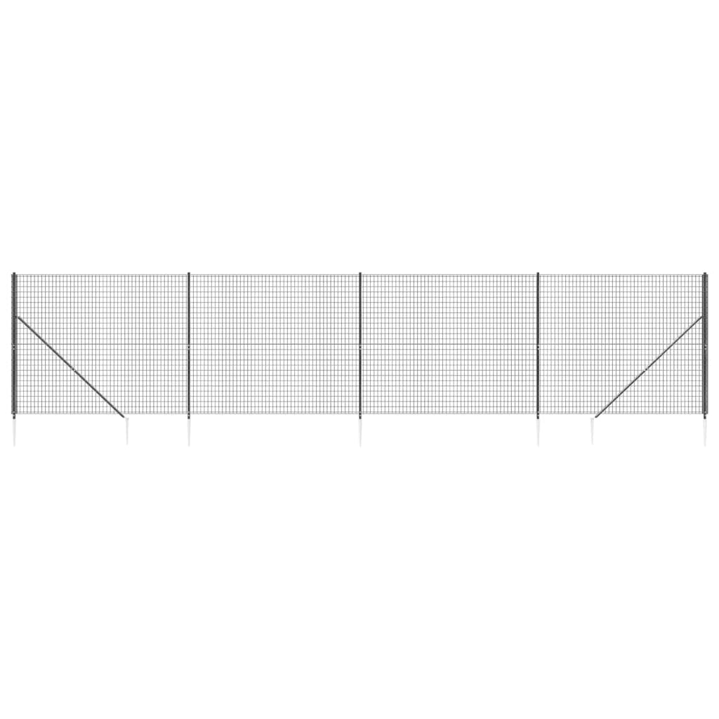 vidaXL Clôture en treillis métallique et ancrage anthracite 1,4x10 m