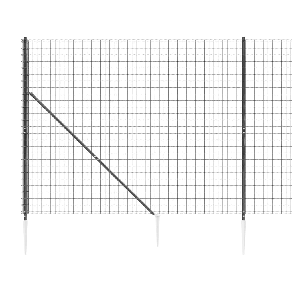 vidaXL Clôture en treillis métallique et ancrage anthracite 1,4x10 m