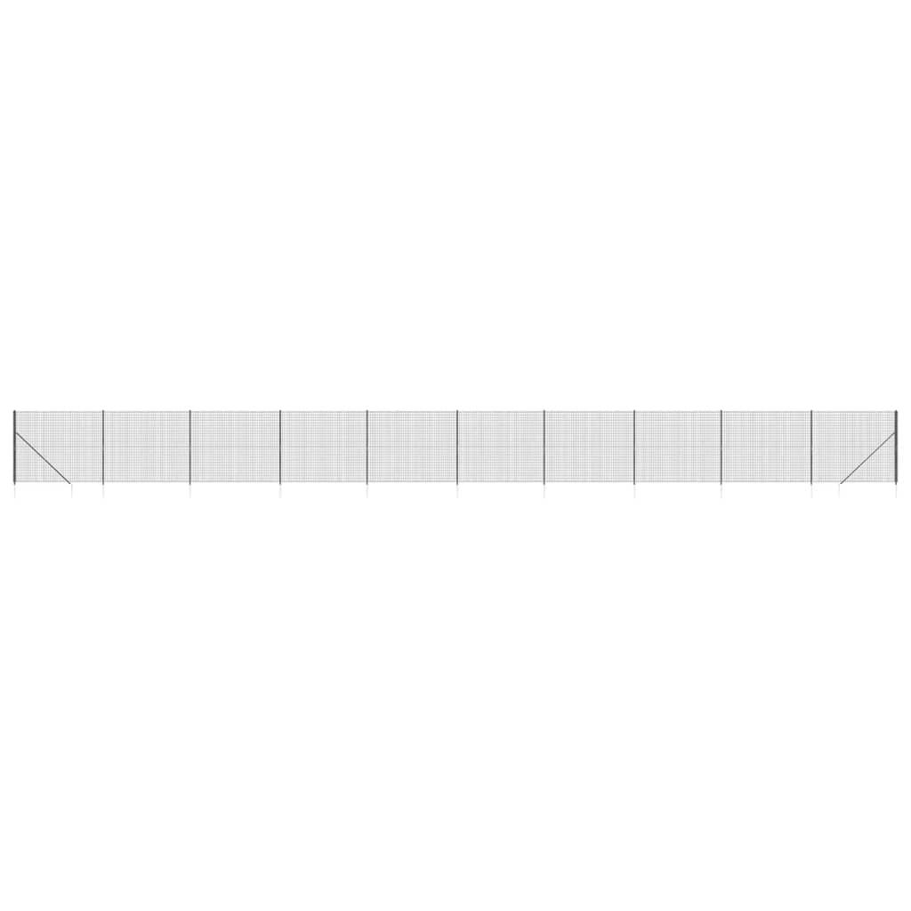 vidaXL Clôture en treillis métallique et ancrage anthracite 1,4x25 m