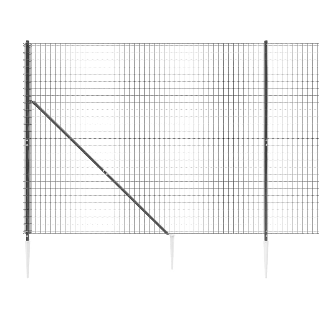 vidaXL Clôture en treillis métallique et ancrage anthracite 1,4x25 m