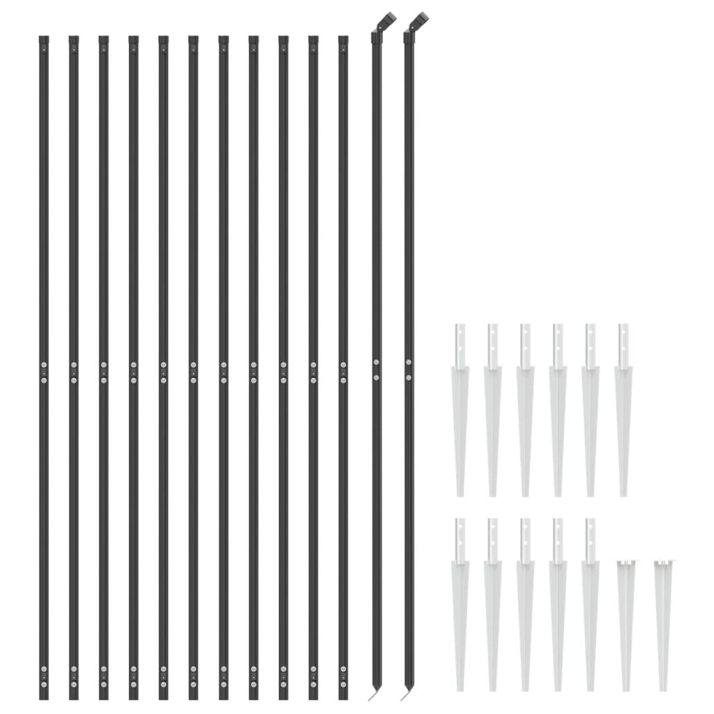 vidaXL Clôture en treillis métallique et ancrage anthracite 2,2x25 m