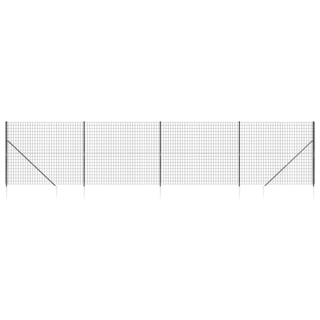 vidaXL Clôture en treillis métallique et ancrage anthracite 1,6x10 m