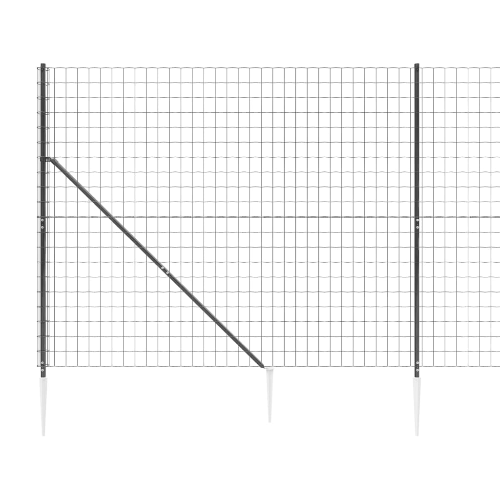 vidaXL Clôture en treillis métallique et ancrage anthracite 1,4x25 m
