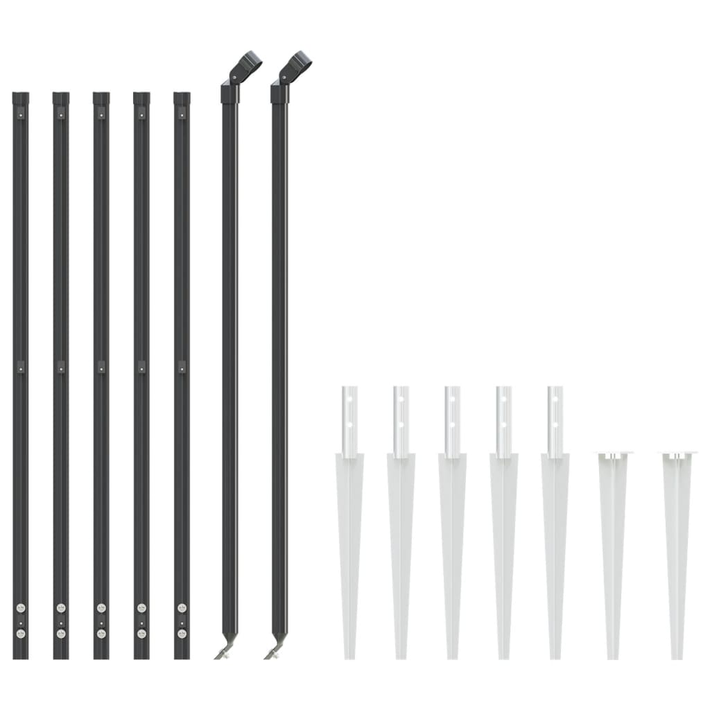 vidaXL Clôture en treillis métallique et ancrage anthracite 1x10 m