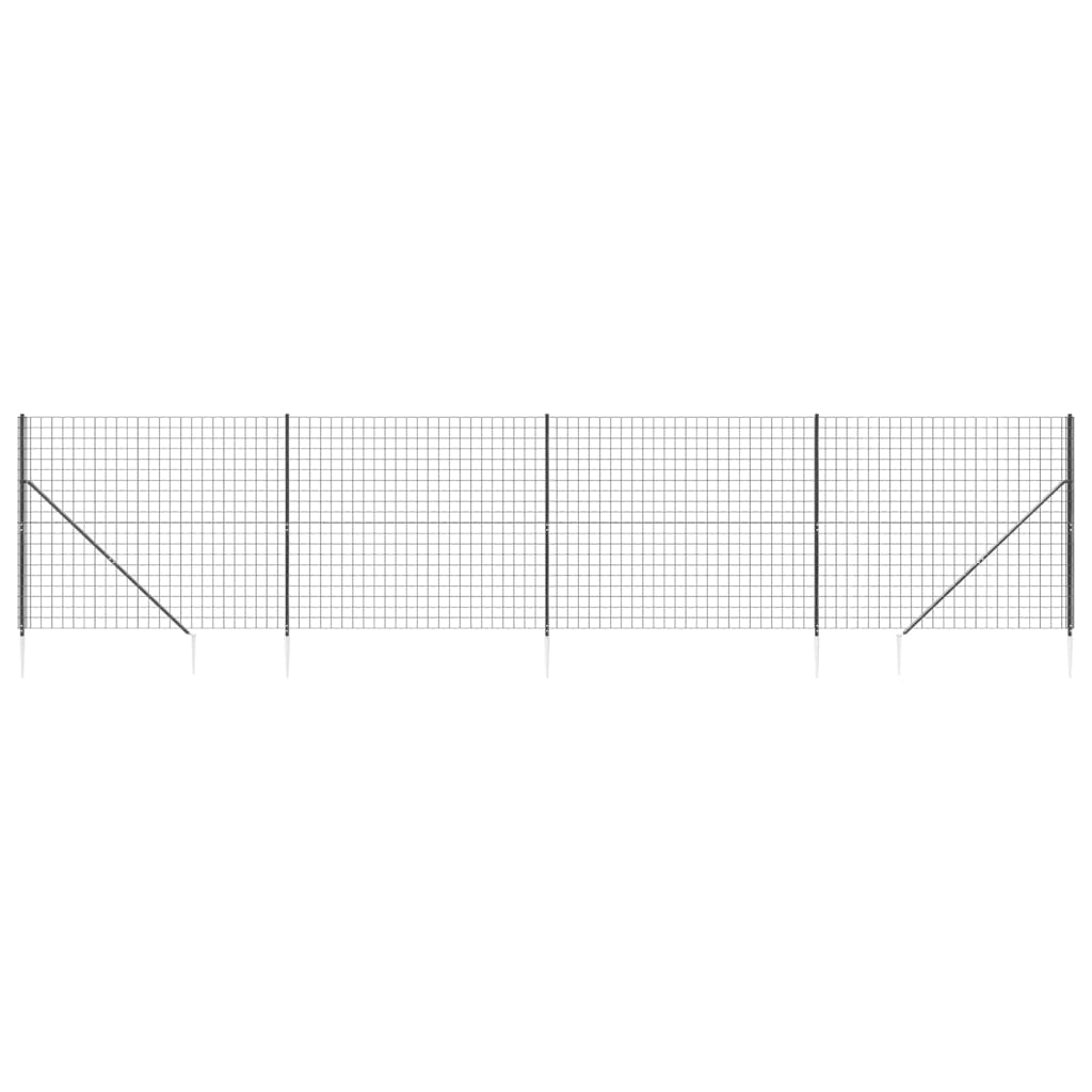 vidaXL Clôture en treillis métallique et ancrage anthracite 1,6x10 m